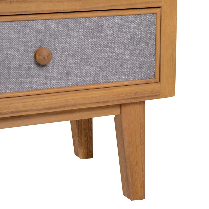 Comodino in Legno 3 Cassetti Legno e Grigio 44x30x63,5 cm