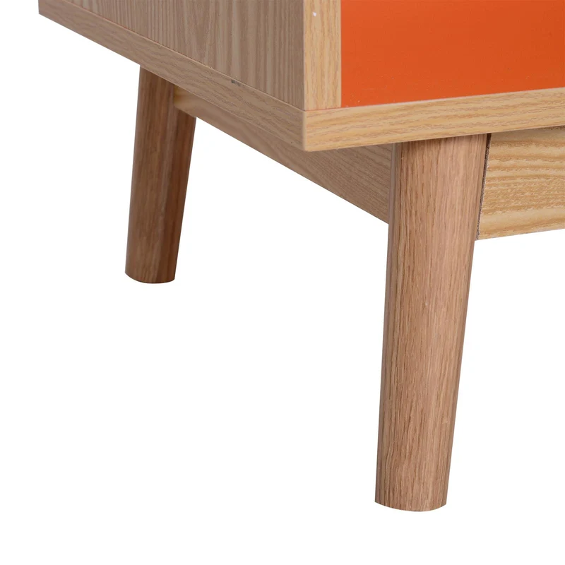 Comodino con Cassetto e Piedini in Legno Arancione 48x40x61.5 cm