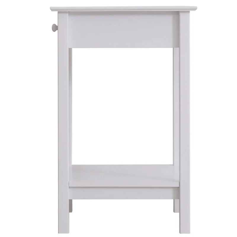 Comodino con Cassetto per Salotto Bagno Camera in Legno Bianco 39x39x61 cm