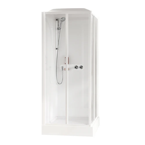 Cabina doccia media glass a apert. 2 ante scorr. 2 fisse cm 80x100