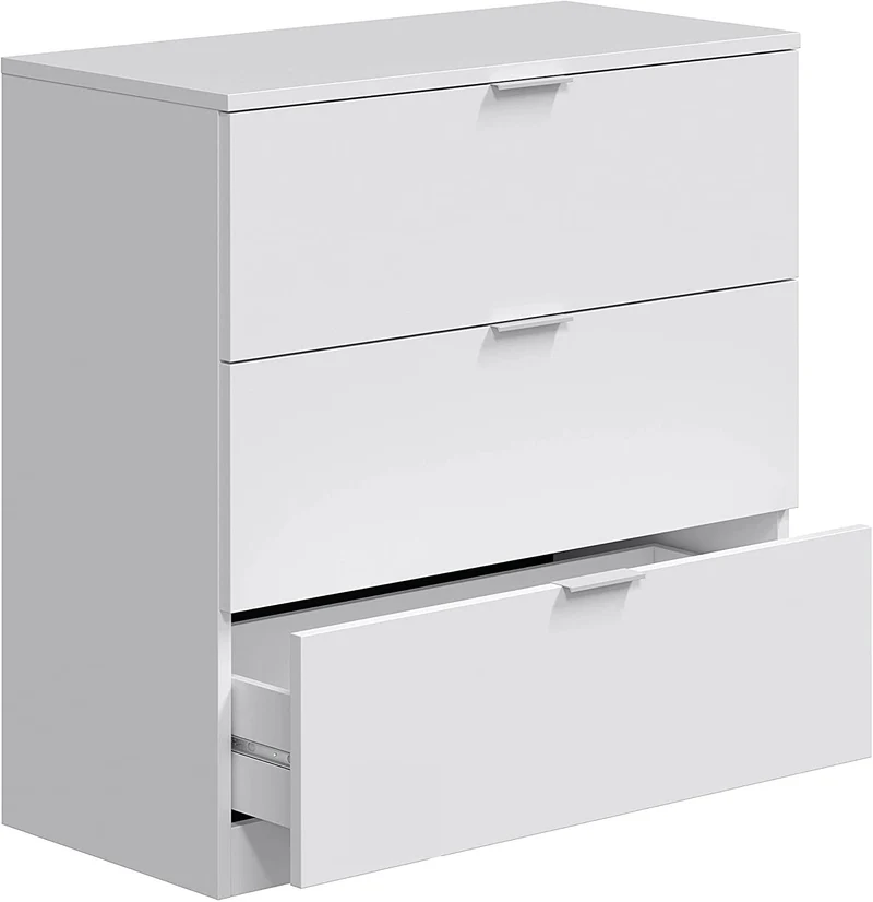 Cassettiera 3 Cassetti 80x38x77 cm in Legno Bianca