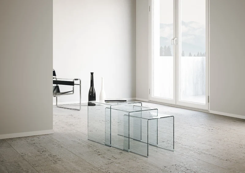 Tavolino in Vetro Modulabile Nest Trasparente