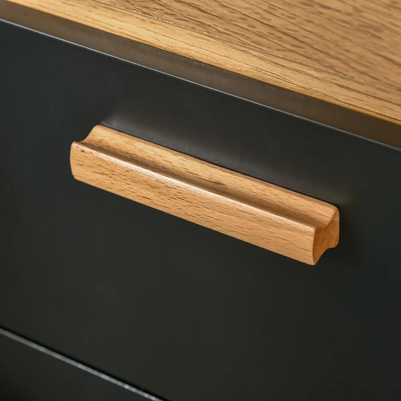 Cassettiera 4 Cassetti 80x39,5x92 cm in MDF Legno e Nero