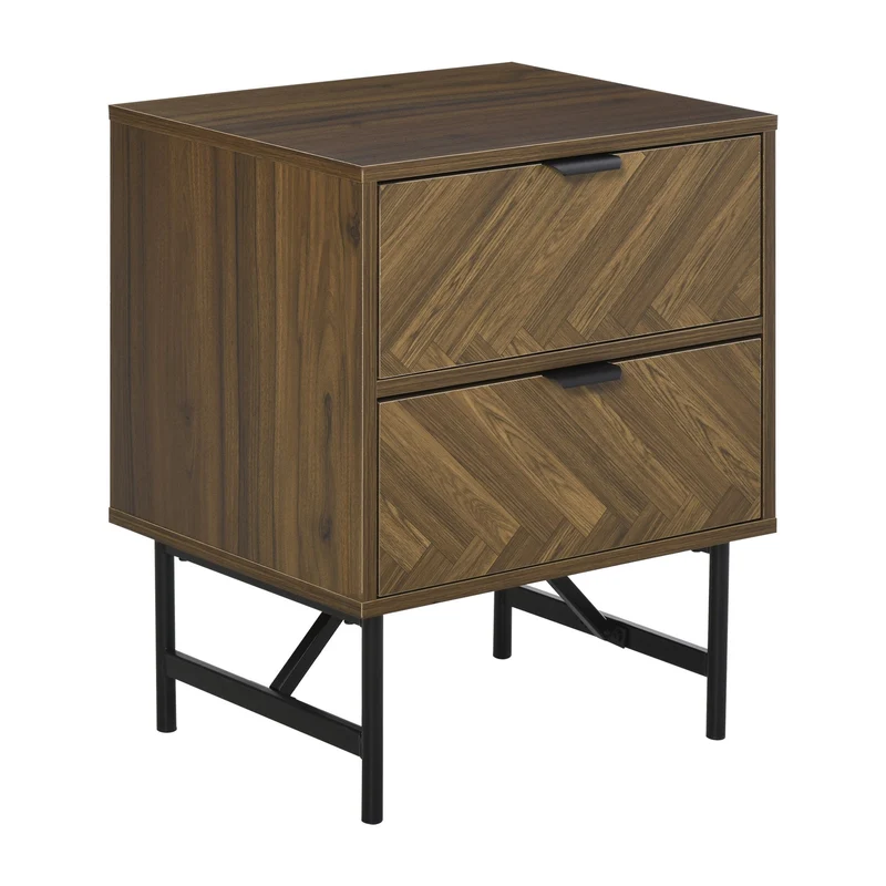 Comodino 2 Cassetti 48x39,5x61 cm in Legno Noce