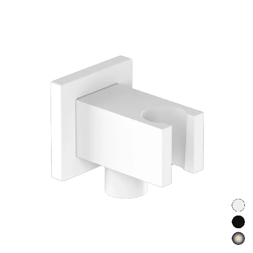 Supporto doccia minimale quadro con presa acqua nichel spazzolato opaco