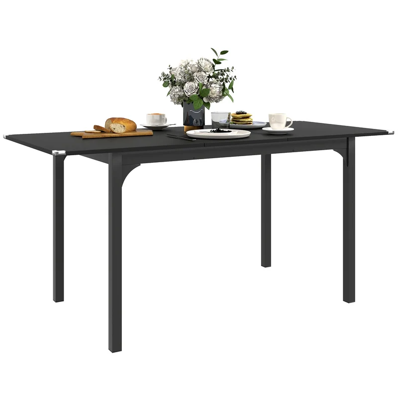 Tavolo Allungabile 4-6 Posti 120-160x70x75 cm Piano in MDF con Protezione Angoli Nero