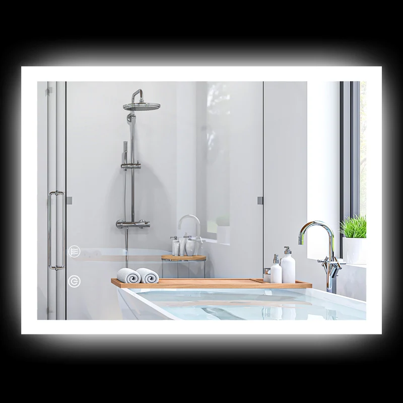 Specchio Bagno con Luci LED 3 Tonalità 70x50 cm Controllo Touch e Design Antiappannamento