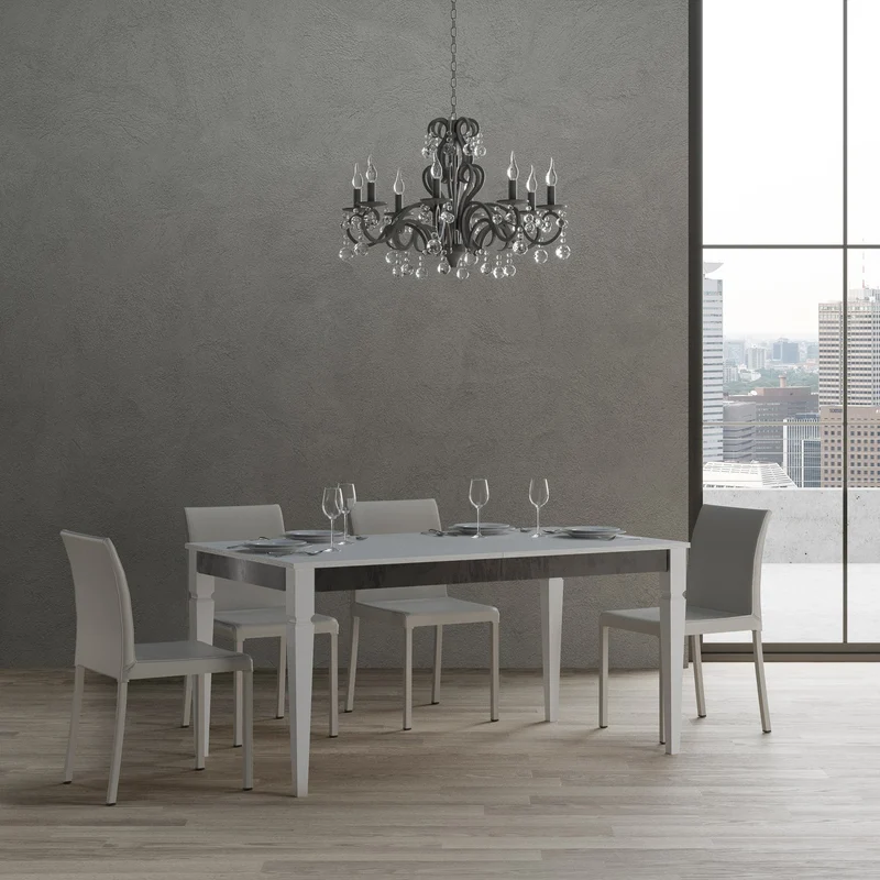 Tavolo Allungabile 180-284x90x80 cm Impero Iron Bianco Frassino