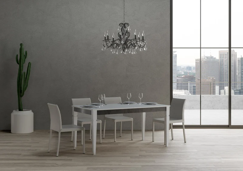 Tavolo Allungabile 160-264x90x80 cm Impero Iron Bianco Frassino