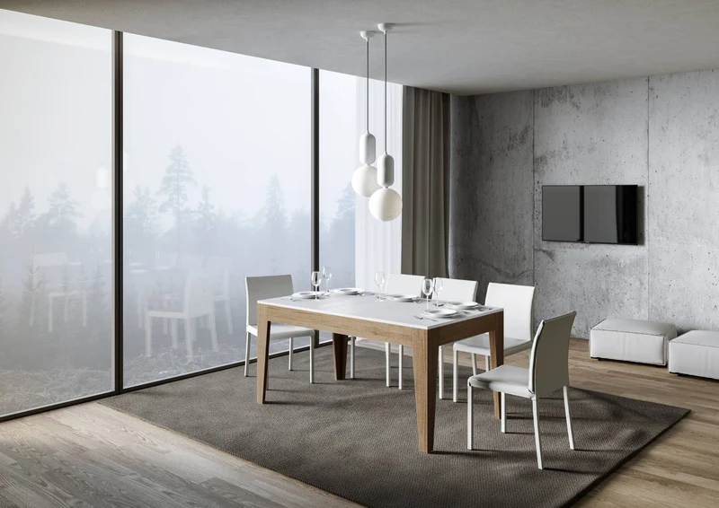 Tavolo Allungabile 160-220x90x77 cm Cico Mix Bianco Frassino