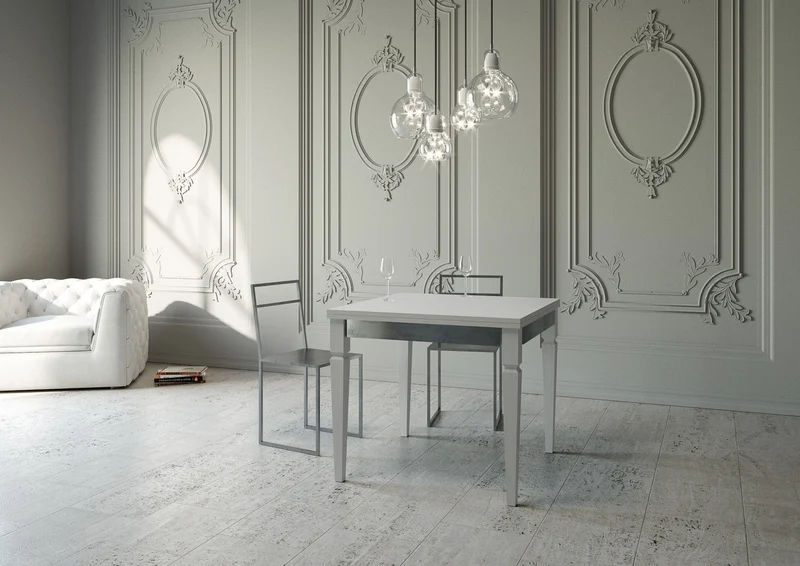 Tavolo Allungabile 90x90-180x78-80 cm Impero Librox Bianco Frassino