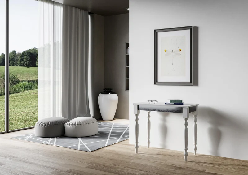 Consolle Allungabile 90-300x40x77 cm in Nobilitato Bianco