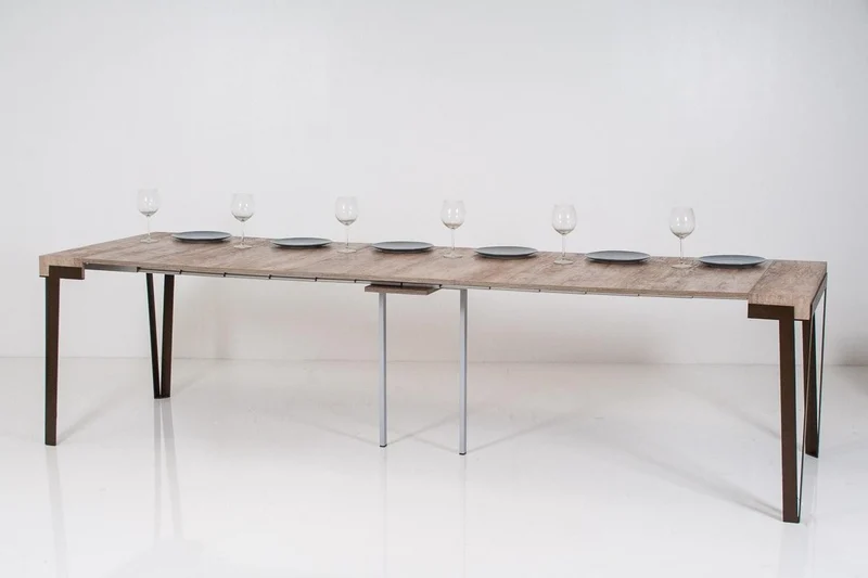 Consolle Allungabile in Legno e Ferro H77x40x90/300cm Itamoby Rio Bianco Frassino Argento Classica