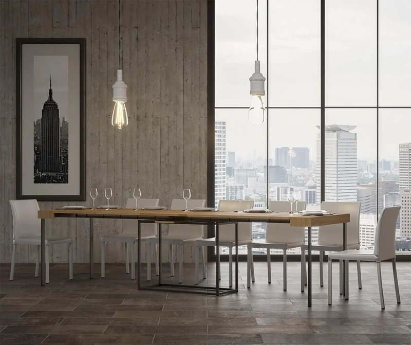 Consolle Allungabile in Legno e Ferro H77x40x90/300cm Itamoby Nordica Bianco Frassino Classica