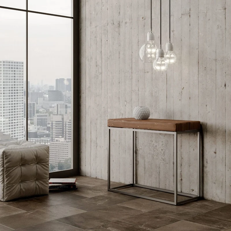 Consolle Allungabile 90-290x40x77 cm in Nobilitato Marrone