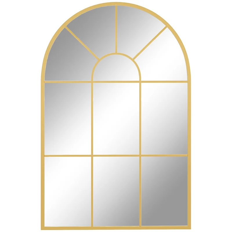 Specchio da Parete ad Arco 91x2x60 cm Stile Moderno in Vetro e Metallo Oro