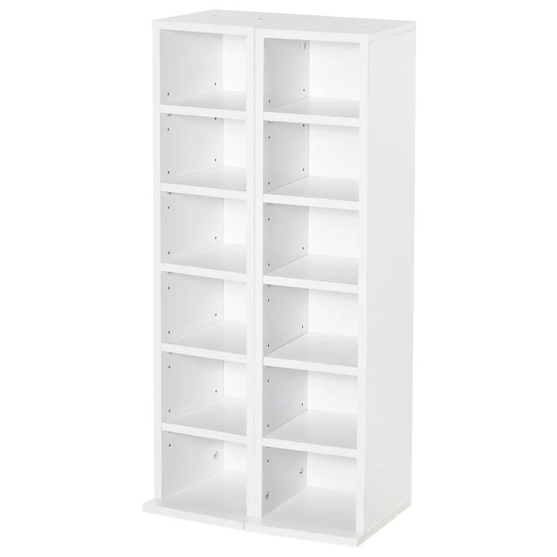 Set 2 Librerie Scaffale porta CD e DVD 21x22,5x88,5 cm a 12 Ripiani Totali per 204 CD
