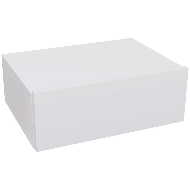 Comodino Sospeso Moderno 40x30x15 cm con Cassetto in Legno Bianco