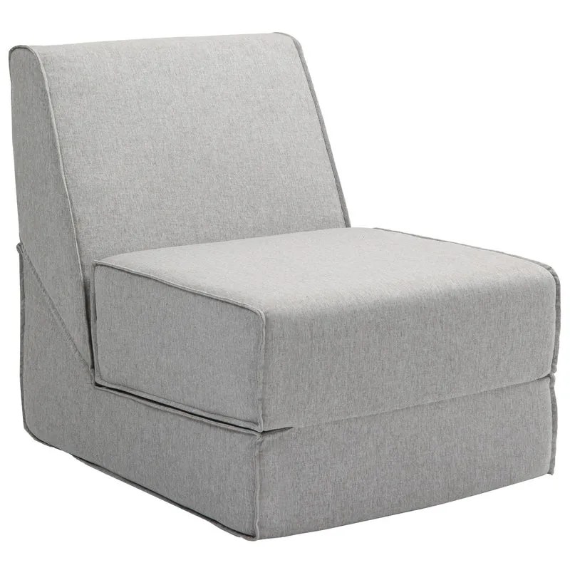Poltrona Moderna da Pavimento Convertibile in Chaise Longue in Tessuto Grigio Chiaro