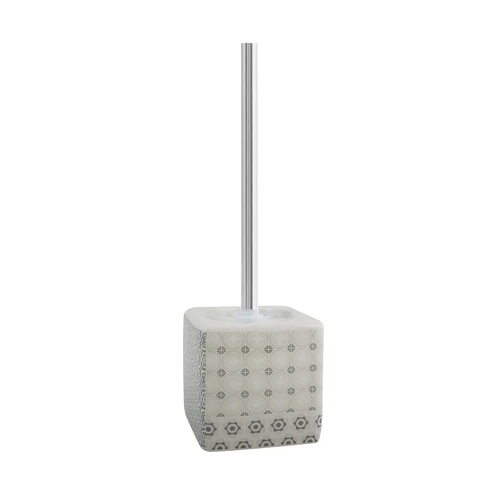 Porta scopino evora con supporto in ceramica bianco grigio