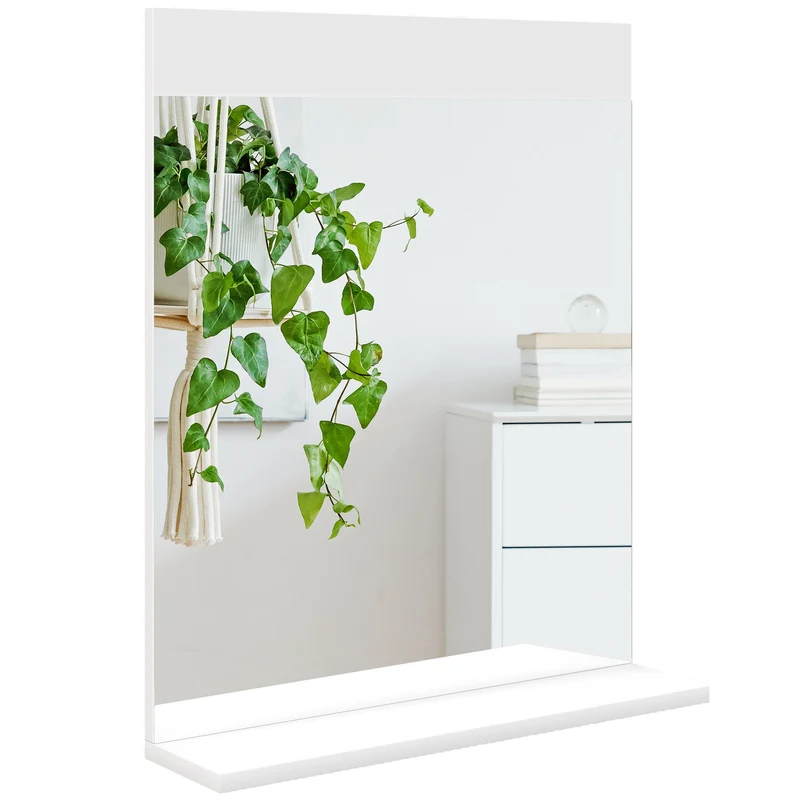 Specchio da Bagno da Parete con Mensola 50x12x60 cm Bianca