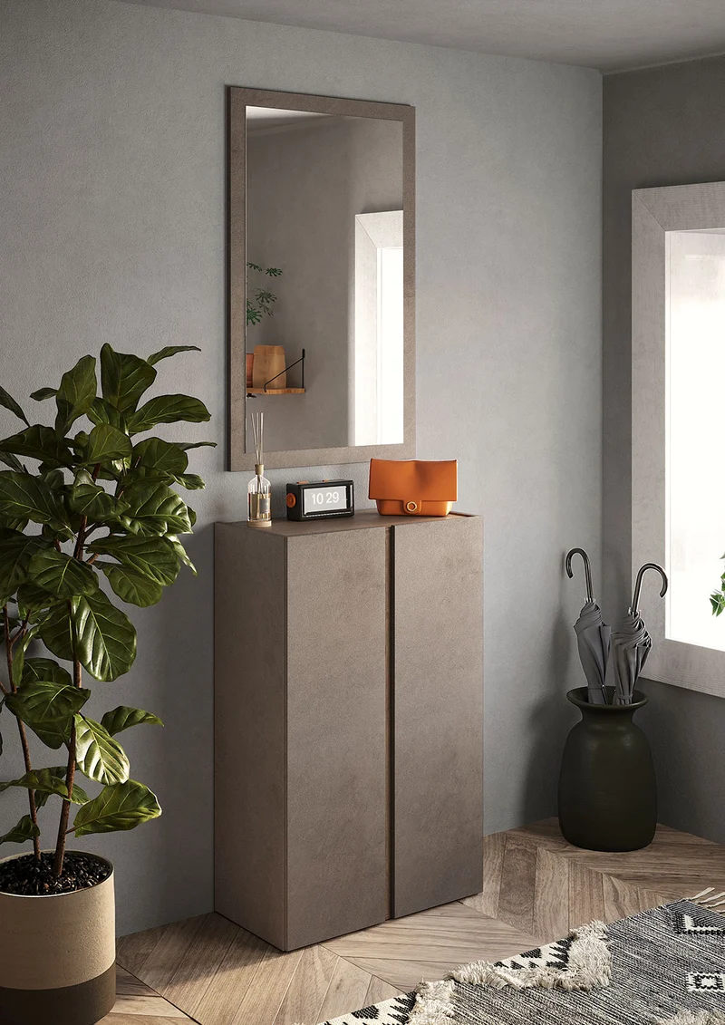 Mobile Multiuso 2 Ante con 5 Ripiani 70x35x111 cm Frame Bronzo e Mercure