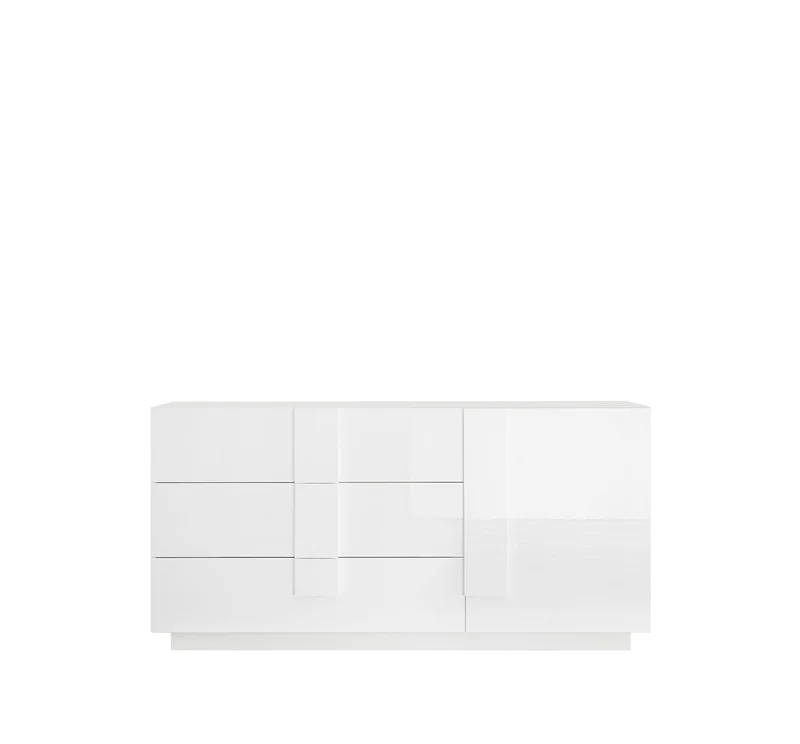 Madia Design Moderno 1 Anta 3 Cassetti Jupiter 182x44x90 cm Bianco laccato lucido