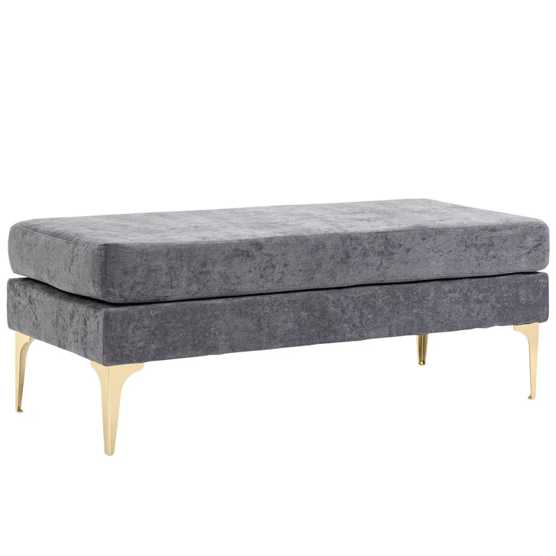 Panca Fondo Letto Imbottita a 2 Strati 121x50,5x46,5 cm in Tessuto Effetto Velluto Grigio Scuro